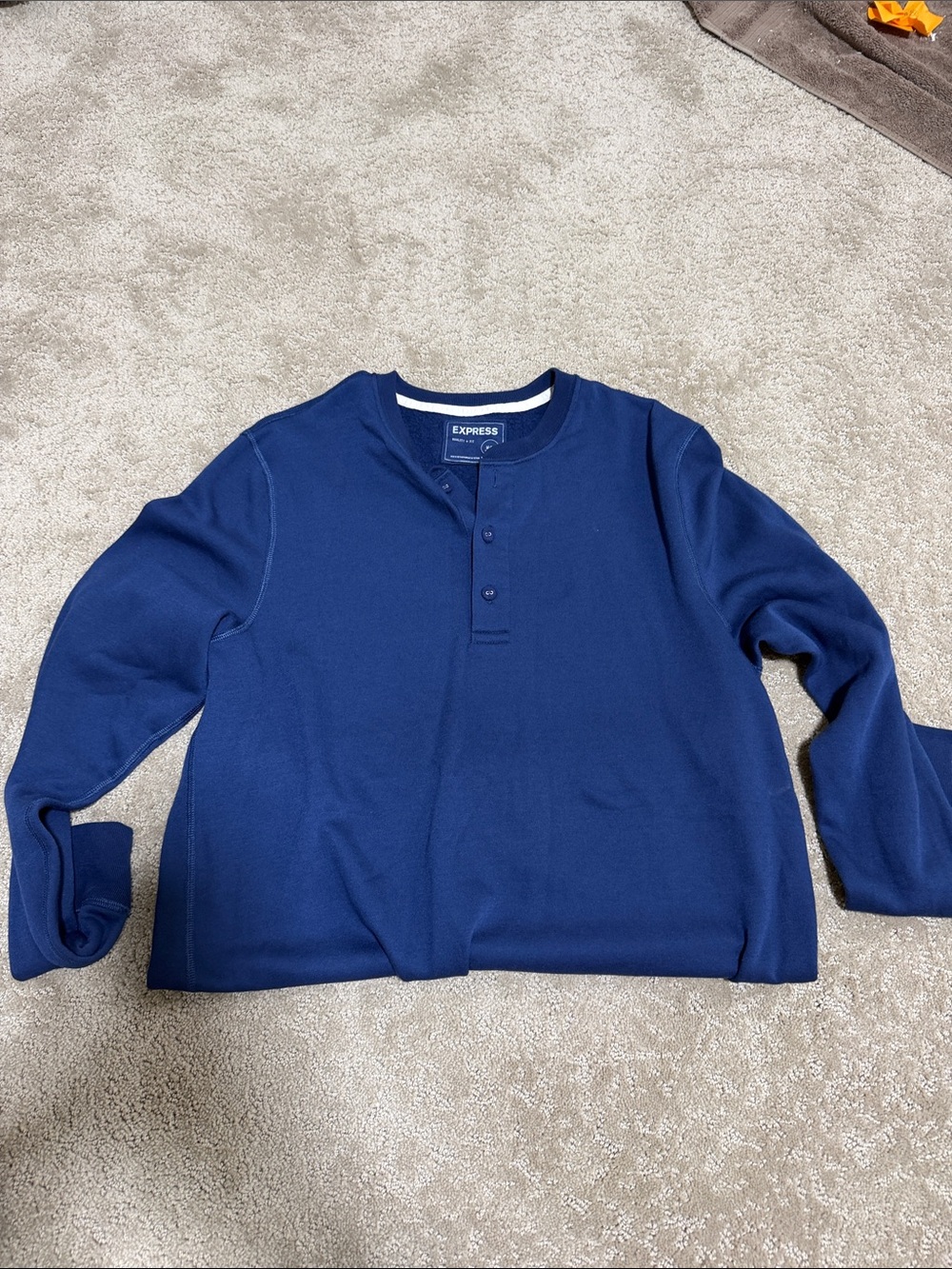 Express Men’s Navy Crewneck Henley Sweater
